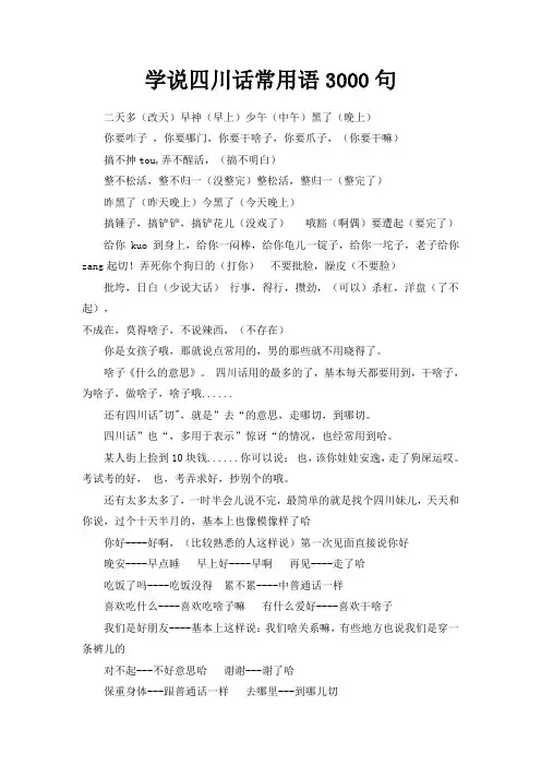 学说四川话常用语3000句
