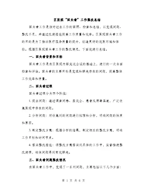 区医院“回头看”工作整改总结（2篇）