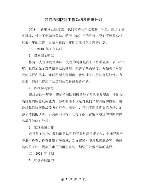 我们的消防队工作总结及新年计划