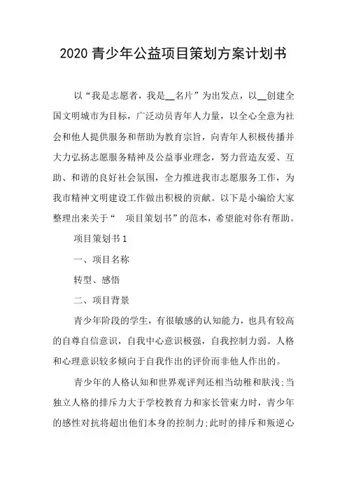 青少年公益项目策划方案计划书