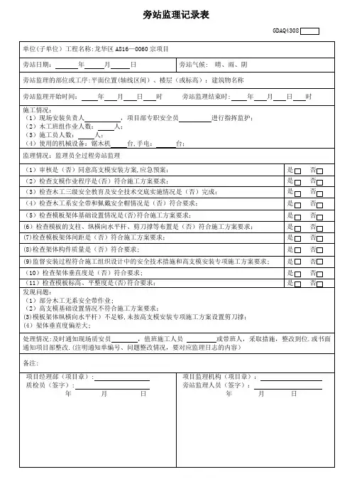 旁站监理记录表-高支模