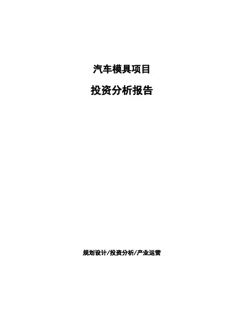 汽车模具项目投资分析报告