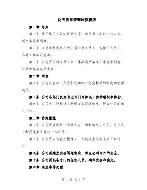 防突规章管理制度模版