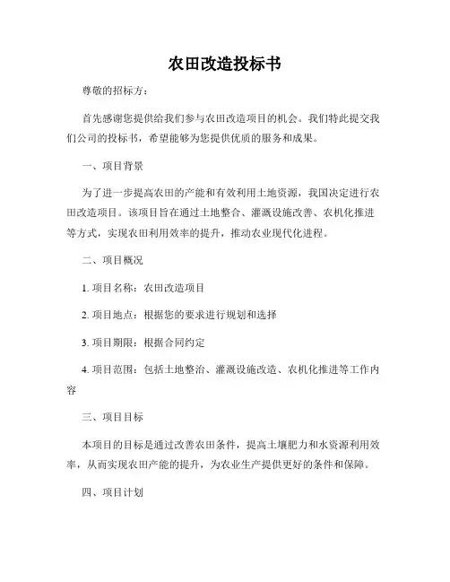 农田改造投标书