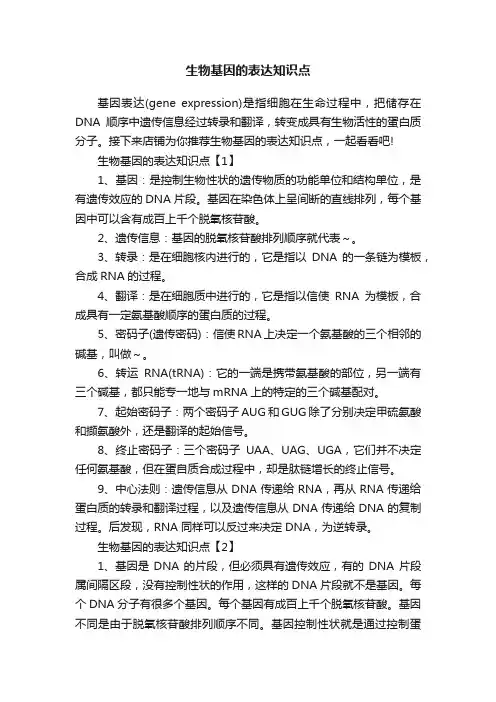 生物基因的表达知识点