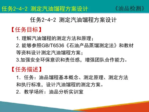 汽油分析—测定汽油馏程(油品检测课件)