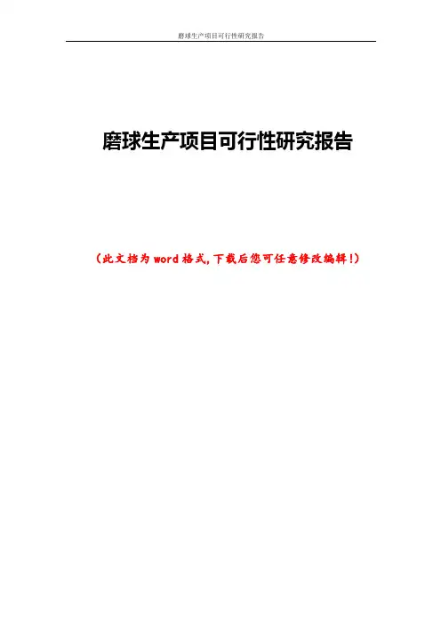 磨球生产项目可行性研究报告