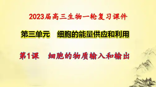 2023届高三生物一轮复习课件 3-1 细胞的物质输入和输出