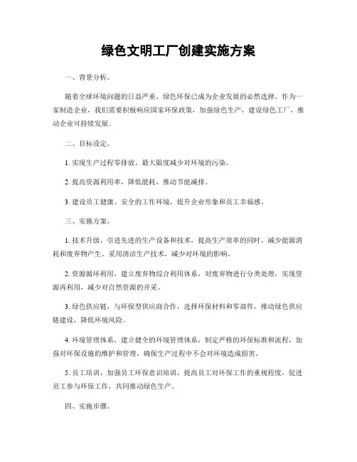 绿色文明工厂创建实施方案