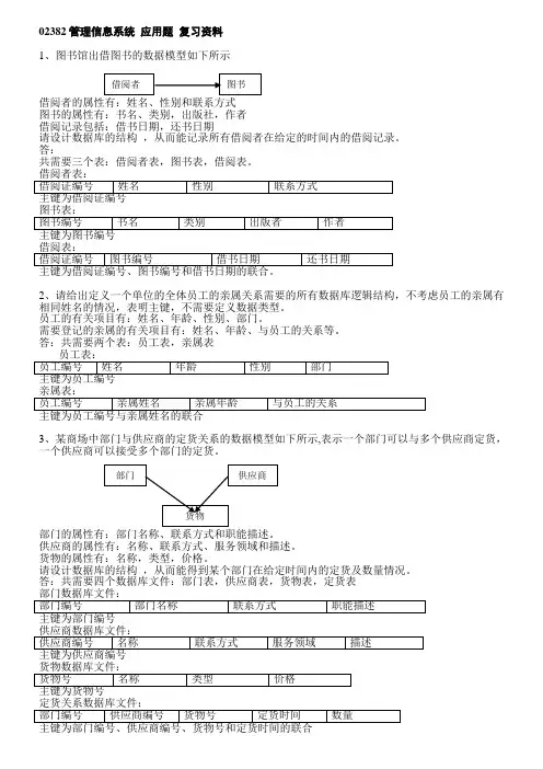 02382管理信息系统应用题复习资料