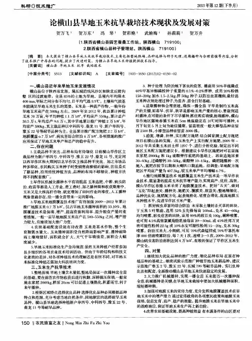 论横山县旱地玉米抗旱栽培技术现状及发展对策