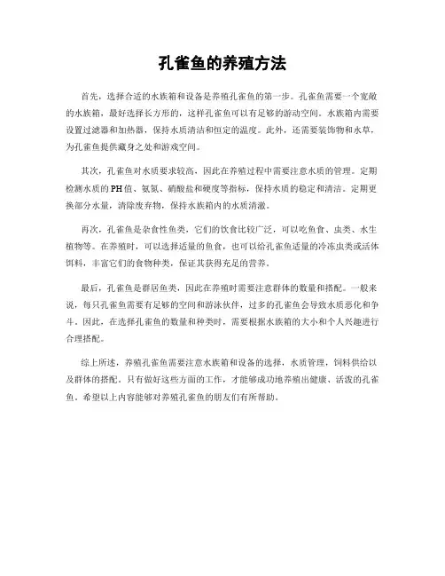 孔雀鱼的养殖方法