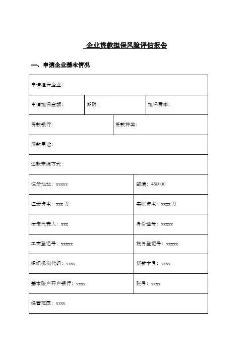 企业贷款担保风险评估报告样本