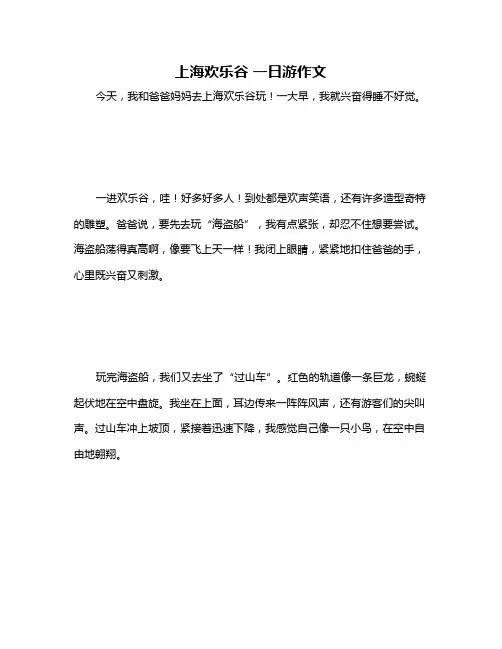 上海欢乐谷 一日游作文