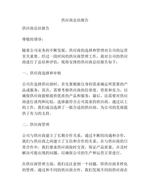 供应商总结报告