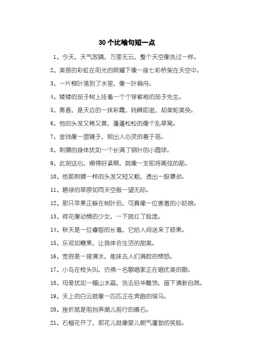 30个比喻句短一点
