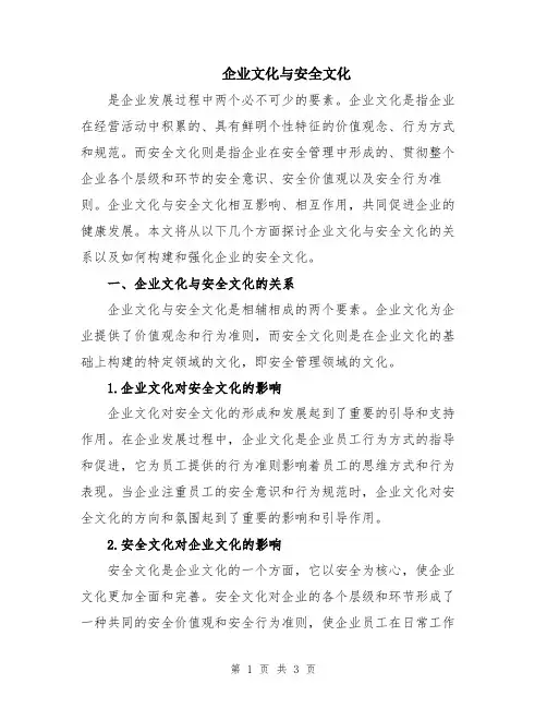 企业文化与安全文化