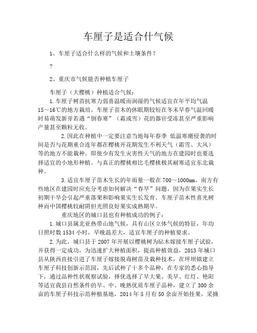 车厘子是适合什气候