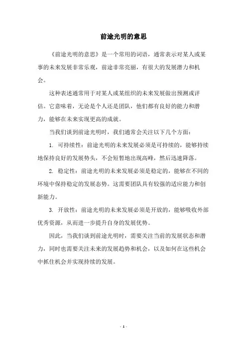 前途光明的意思