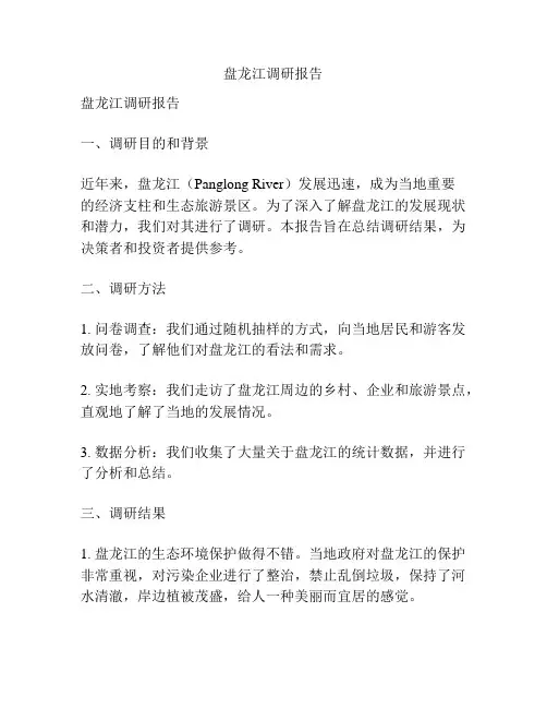 盘龙江调研报告