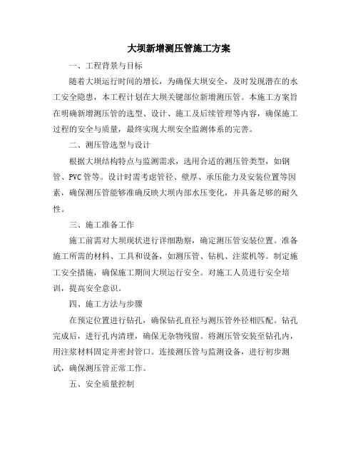大坝新增测压管施工方案