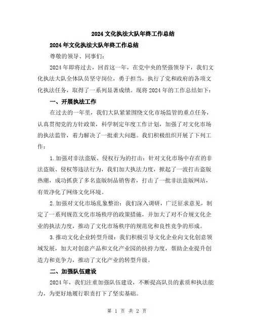 2024文化执法大队年终工作总结