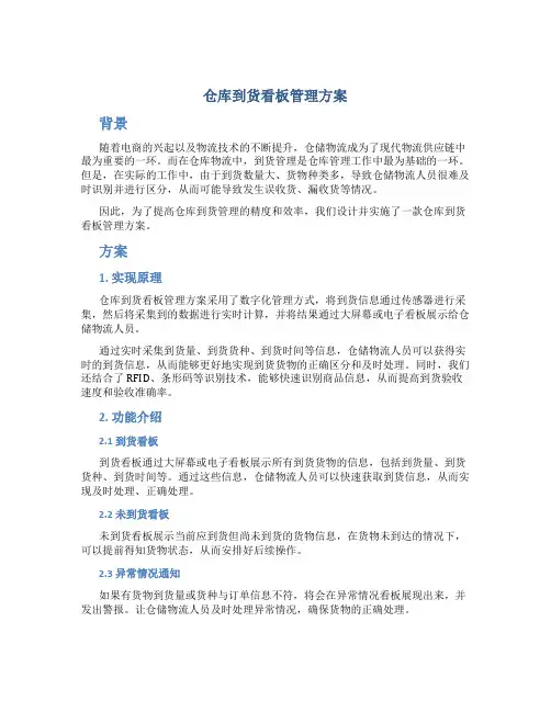 仓库到货看板管理方案