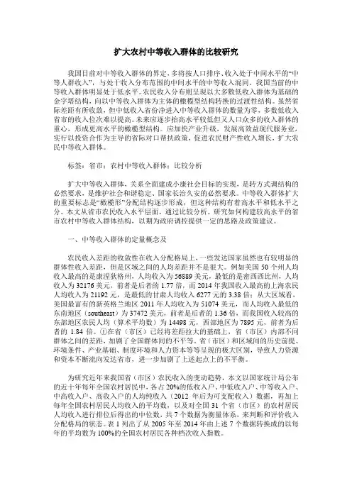 扩大农村中等收入群体的比较研究