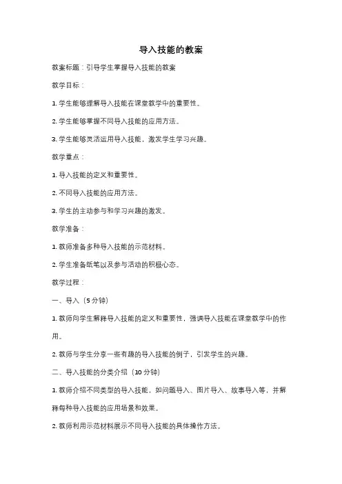 导入技能的教案