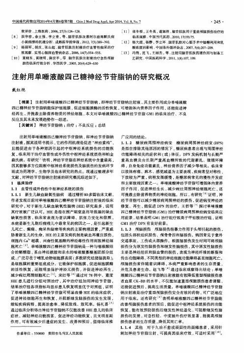 注射用单唾液酸四己糖神经节苷脂钠的研究概况