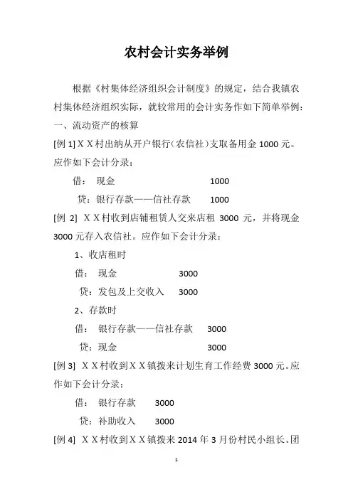 农村会计实务举例