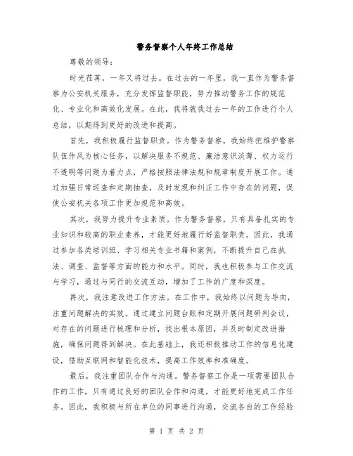 警务督察个人年终工作总结