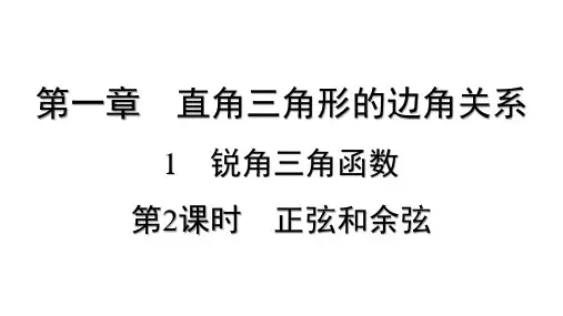 1.1 锐角三角函数 第2课时 正弦和余弦  课件 2024-2025学年数学北师大版九年级下册
