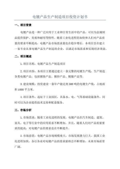 电镀产品生产制造项目投资计划书