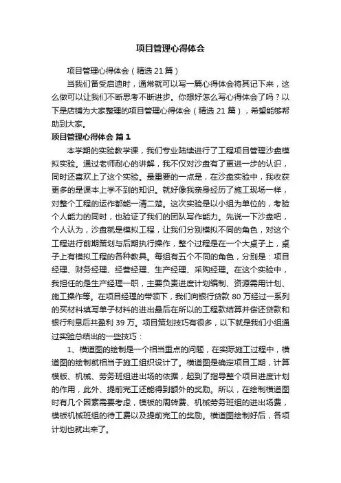 项目管理心得体会