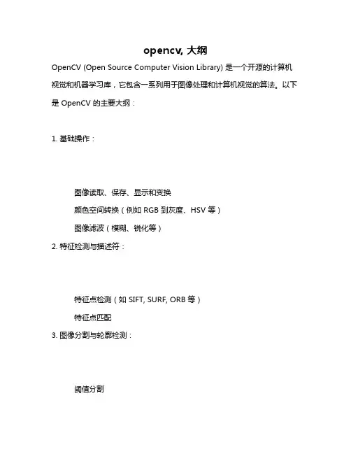 opencv, 大纲