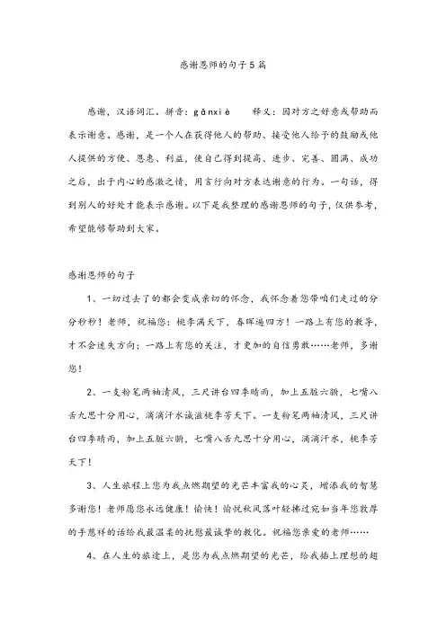 感谢恩师的句子5篇