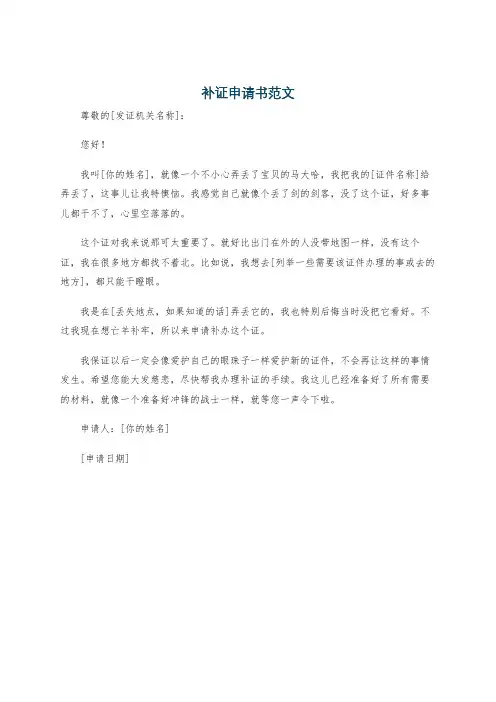 补证申请书范文