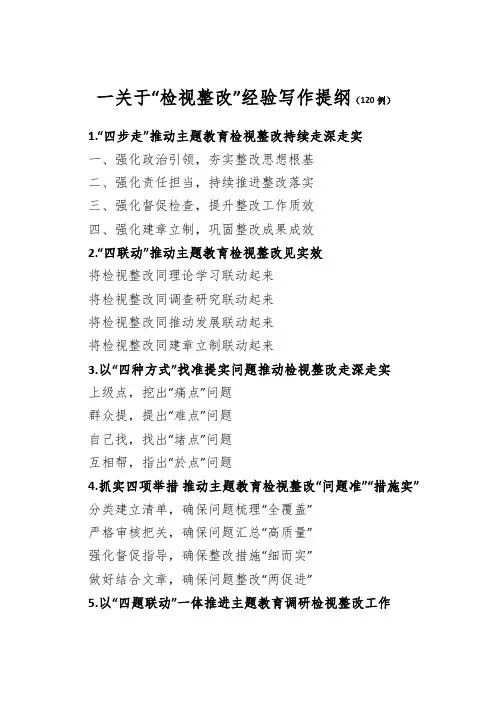 2023年公文润色提纲：关于“检视整改”经验写作提纲120例