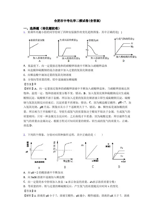 合肥市中考化学二模试卷(含答案)