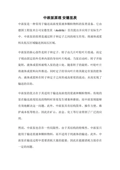 中浓泵原理 安德里茨