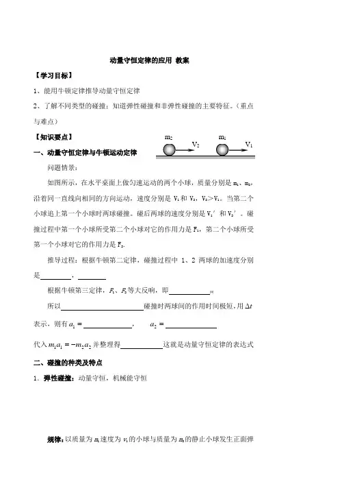 高中物理选修3-5人教版16.3《动量守恒定律》教案设计