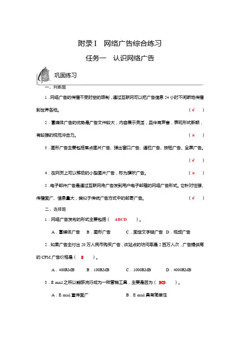 网络营销实务附录I  网络广告综合练习