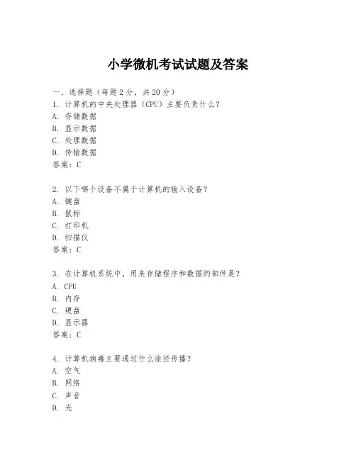 小学微机考试试题及答案
