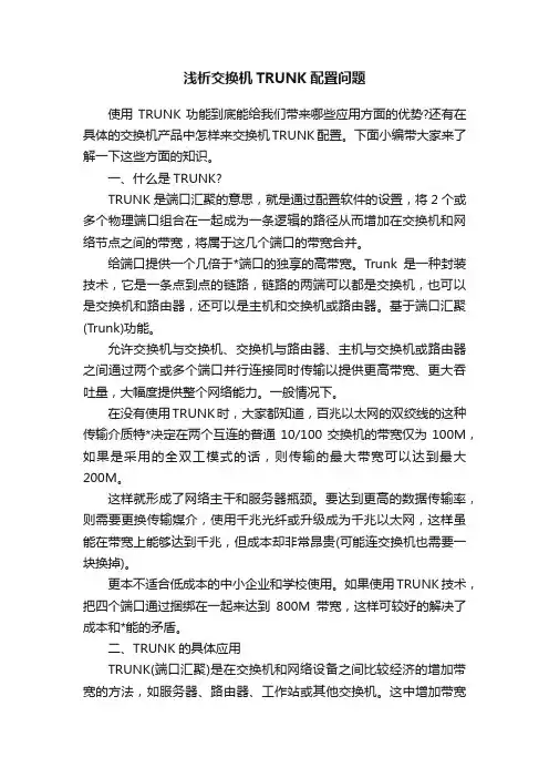 浅析交换机TRUNK配置问题