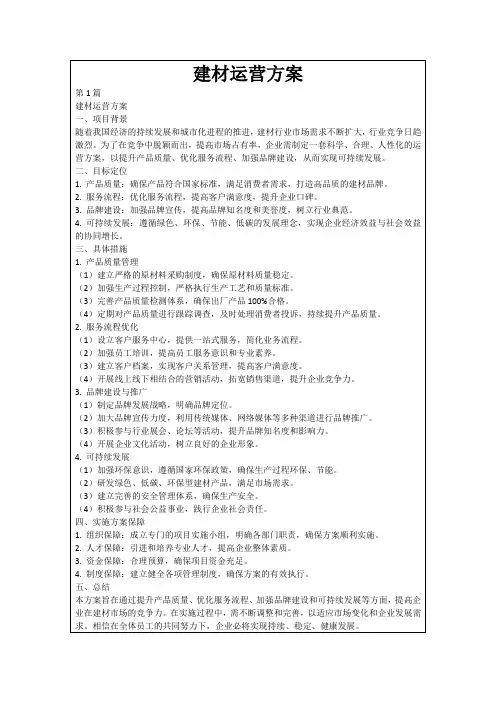 建材运营方案