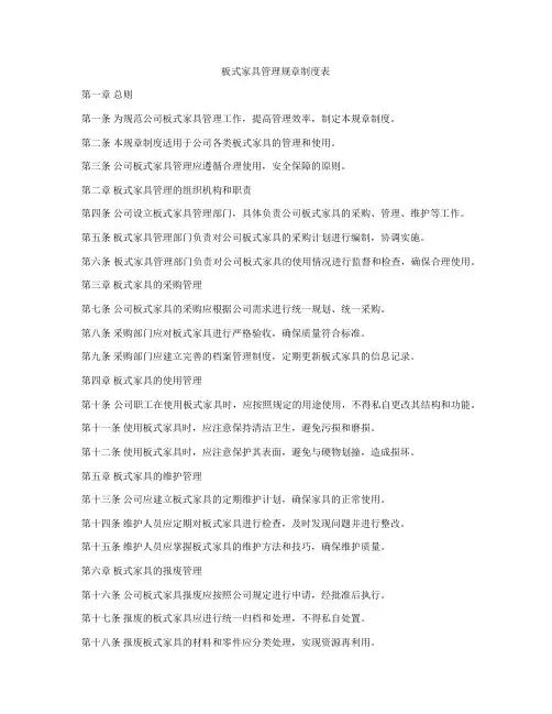 板式家具管理规章制度表