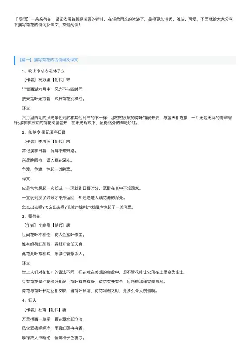描写荷花的古诗词及译文