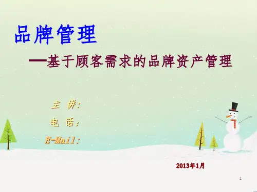 品牌管理--基于顾客需求的品牌资产管理