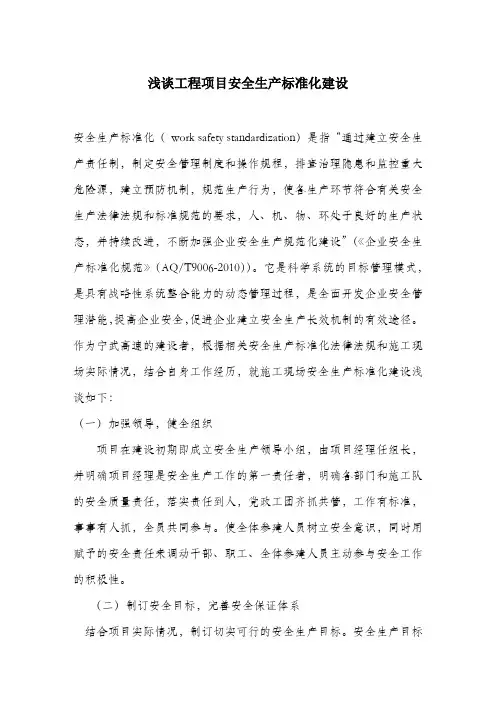 浅谈工程项目安全生产标准化建设.docx